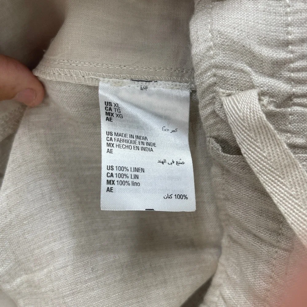 Club Room Pants Mens XL Beige Linen Drawstring Luxury Beach Summer Preppy Casual